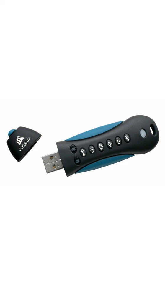 Corsair FIPS 197 - 16GB USB 3.0 Encrypted Flash Drive - Black/Blue New Free Ship - Image 4 of 4