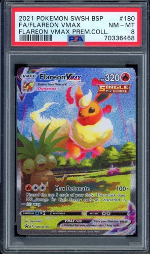2021 PSA 8 Graded Pokemon Flareon VMAX SWSH180 Box Promo Englisch