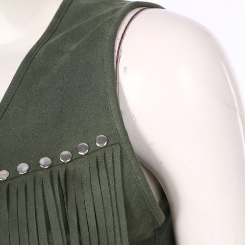 Womens Western Suede Leather Tassel Sleeveless Vest Jacket Gothic Waistcoat Coat - Picture 31 of 72