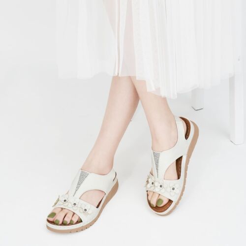 HARENCE Wedge Sandals for Women Dressy: Comfortable platform 8.5 M BEIGE - Picture 2 of 6