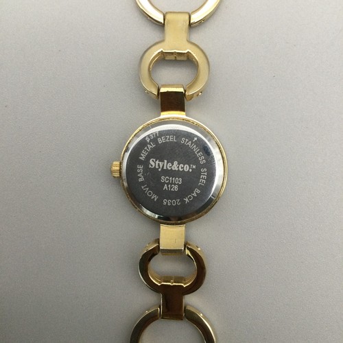 Style & Co. Watch Women 23mm Gold Tone Bling Circle Link Band New Battery 7.25" - Picture 12 of 15
