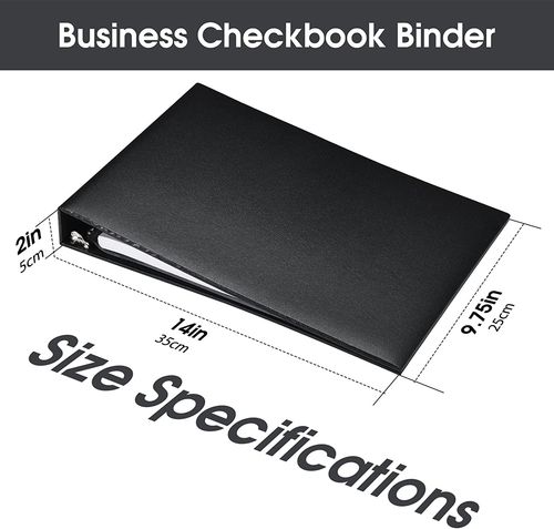 7 Ring Check Binder, 3-On-A-Page Business Checkbook Holder, 500 Checks Capacity, - Picture 2 of 8