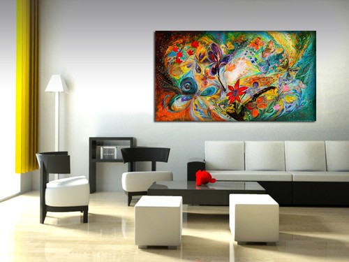 Dancing Butterflies: 61 inches contemporary judaica art print Elena Kotliarker - Picture 3 of 4