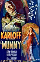 Vintage Karloff The Mummy Movie Poster Quilting Fabric Block Vintage Karloff The Mummy Movie Poster Quilting Fabric Block