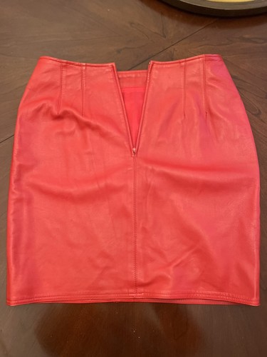 Vintage Red Leather Henri Bendel Skirt Size 10 - Picture 10 of 10