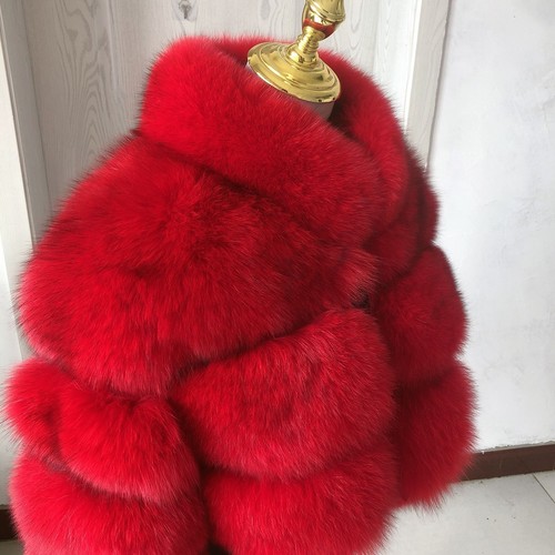 Women Real Fur Cropped Stand Collar Coat Warm Jacket Winter Outwear Streetwear - Picture 5 of 28