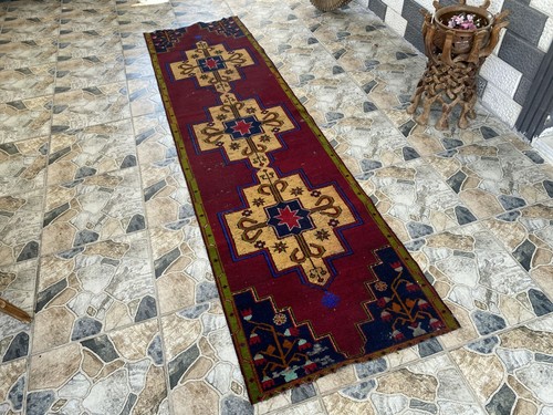 Vintage Anatolian Oushak Runner Rug | 2.6 x 9.3 ft Hand-Knotted Wool Tribal Rug - Picture 4 of 13