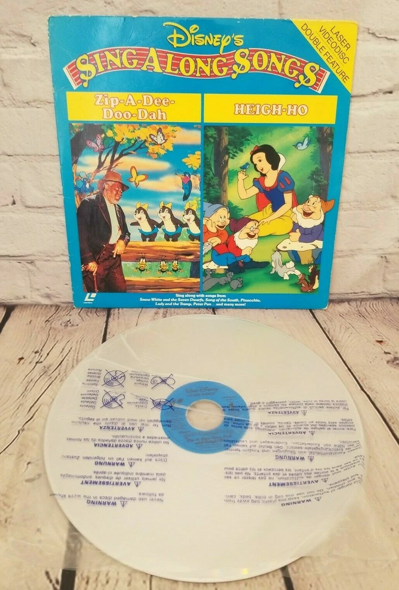 DISNEY SING ALONG SONGS Laserdisc LD Zip-A-Dee-Doo-Dah Heigh Ho