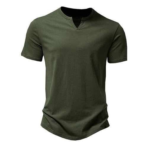 T-shirt uomo collo a V Henry top maniche corte slim fit golf muscolo casual - Foto 10 di 18
