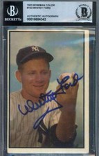 Whitey Ford Gem Mint 10 Beckett BAS Signed 1953 Bowman Color Autograph