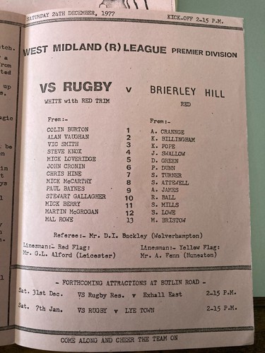 VS Rugby Home Programas Años 70 Años 80 Sin Liga y Copa West Midland League - Imagen 9 de 51