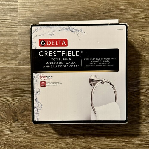 Delta Crestfield Towel Ring in SpotShield Brushed Nickel New In Box