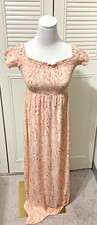 NWT women's ISABEL Maternity PINK PRINTED SMOCKED MAXI Dress S SMALL