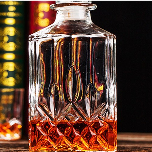 Decantador de licor whisky de colección botella de cristal de vidrio tapón de vino barra ron escocés - Imagen 4 de 7