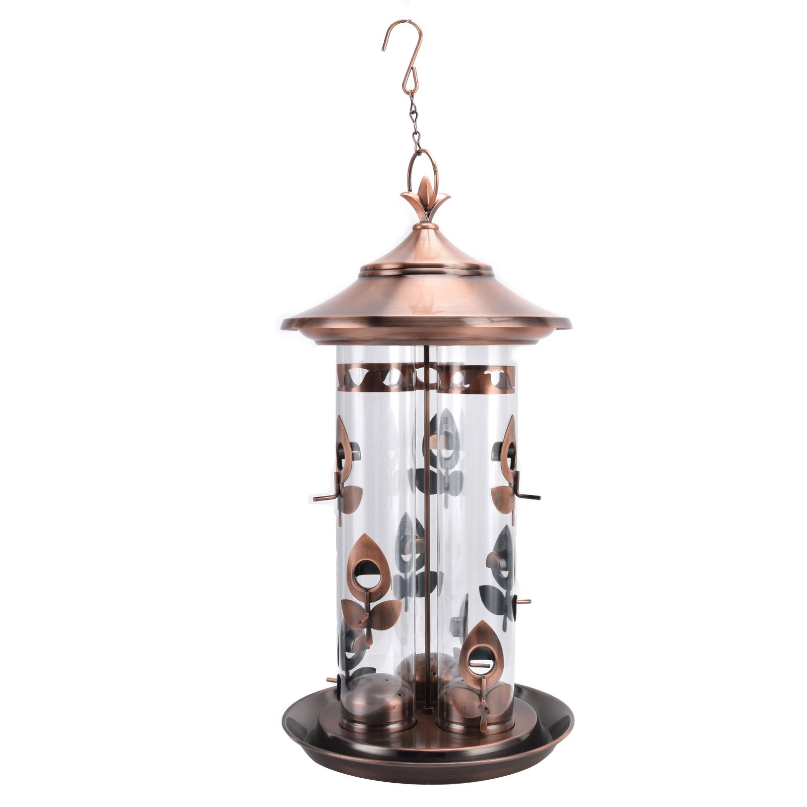 Retro Wrought Iron Bird Feeder Transparent Hanging Bird Food Feeder For Outdoor Koopje, populaire SALE