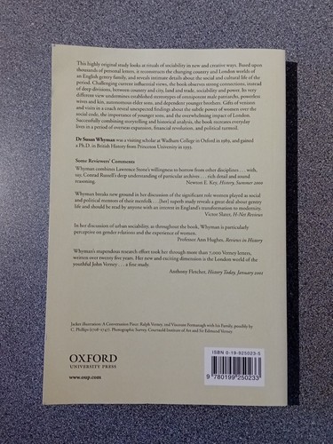 SOCIABILITY AND POWER IN LATE STUART ENGLAND: THE CULTURAL By Susan E. Whyman VG - Bild 2 von 3