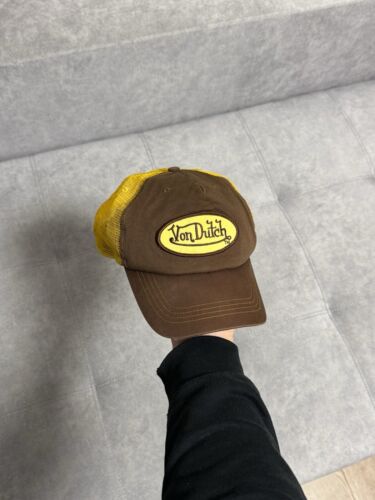 Vintage Von Dutch Y2K Hype Brown Yellow Military Men’s Women’s Cap Hat - Picture 2 of 5