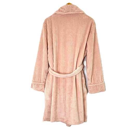 Amari weicher Cord Streifen Wickel vorne Morgenmantel Unisex Einheitsgröße rosa - Bild 2 von 10