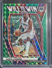 Kawhi Leonard 2020-21 Panini Mosaic Green Prizm. WILL TO WIN. LA Clippers #3