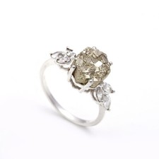 AAA Natural Pyrite Hexagon Shape Wedding Ring 925 Sterling Silver Dainty Jewelry