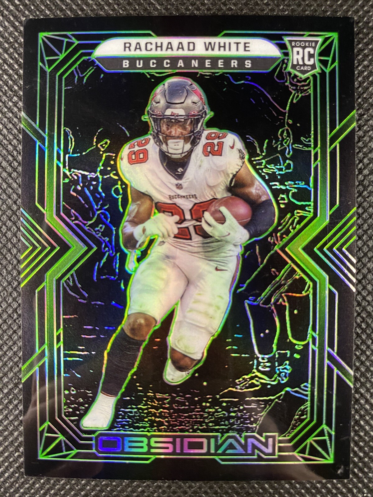 2022 Panini Obsidian Rachaad White Electric Green Etch Rookie /50 #163 Tampa Bay