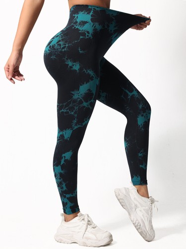 Bottoming Sports Ankle Peach Pants Seamless Yoga Workout Trousers Hip Tie-Dye - Foto 8 di 20