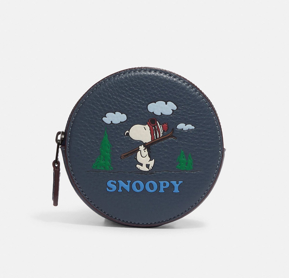 NWT Coach X Peanuts Round Coin Case With Snoopy Ski Motif CE947 eBay