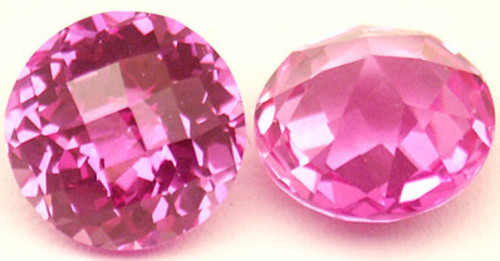 12 mm 6.5 cts Round Checkerboard Pink Created Sapphire - Bild 1 von 1