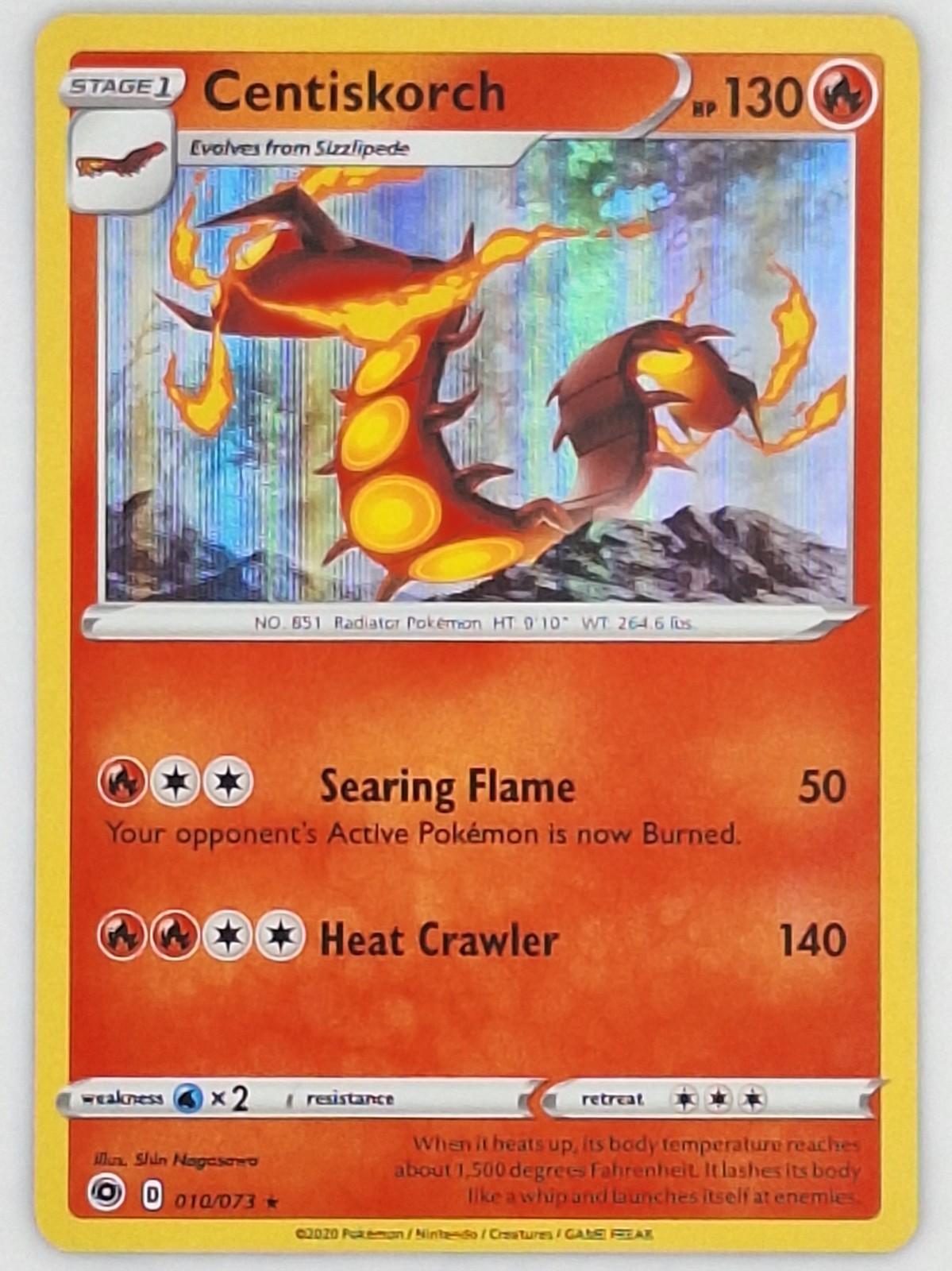 Centiskorch Holo Rare Pokemon TCG Card 010/073 NM
