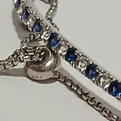 Armband Sterlingsilber blau-weißer Saphir verstellbar signiert PM 925