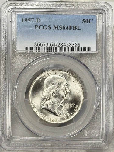 1957-D 50c Franklin Half Dollar PCGS MS64 FBL Silver Fifty Cent Benjamin US Coin