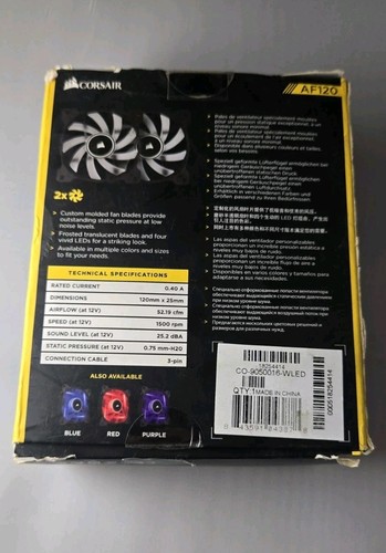 Corsair AF120 Quiet Edition 120mm Fan White LED 2x Fans - Photo 2/5