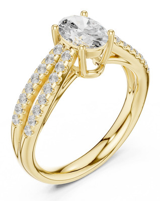 Certified Oval 1.3 Ct Lab Grown Diamond Bridal Engagement Ring 14K Gold Over