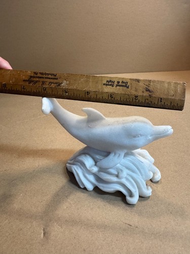 Resin White Marble Dolphins figurine Sea Shore, Dolphins Sculpture - Picture 7 of 7