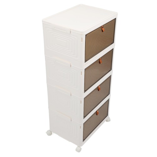 Caja de almacenamiento de zapatos plegable organizadora 4 capas con ruedas para colección de zapatos en casa - Imagen 10 de 12