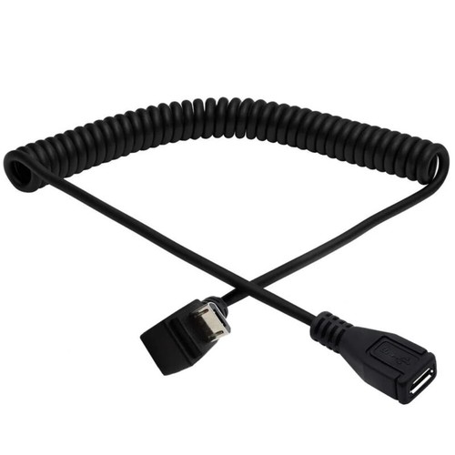 Micro USB Coiled Extension Cable Down Angle 5 Pin Male to Female 0.3m-1m - Picture 3 of 3