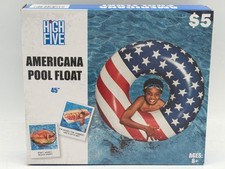 Americana Pool Float With Stars Stripes Design 45" Inflatable Ring For Ages 8