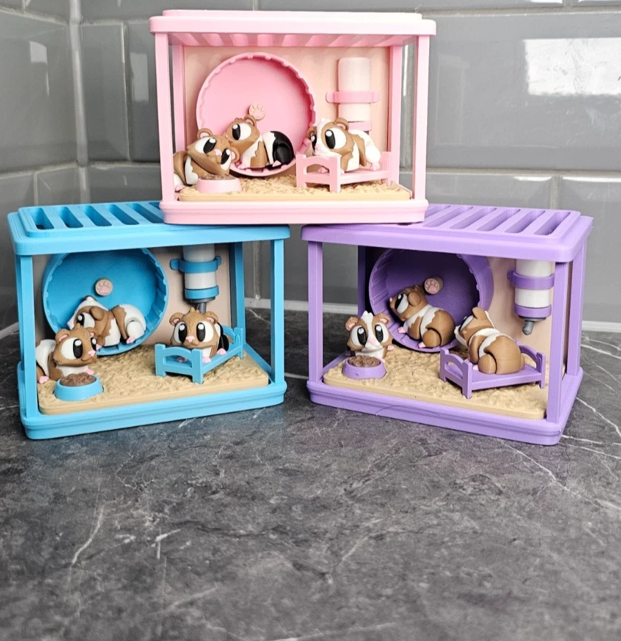 Flexi Guinea Pig Playset Rotating Wheel 3D Printed Articulated Gift /Toy