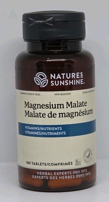 Natures Sunshine Magnesium Malate 180 Tablets New Sealed Bottle Exp. 02/2027