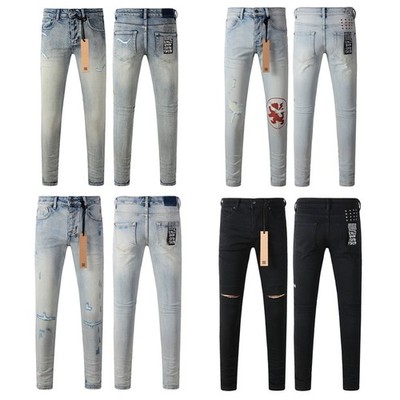 KSUBI Men's Letter Printing Ripped Pants High Street Fashion light blue Jeans