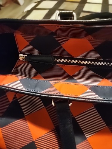 Vera Bradley Large Zip ELLA Tote BUFFALO PLAID Burnt Orange Black Red Purse $168 - Picture 3 of 8