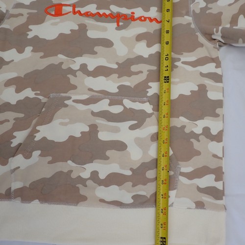 Champion Hoodie Youth XL Camo Pullover Tan Beige Orange Logo Athletic Streetwear - Picture 9 of 12