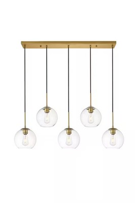 Elegant Lighting Baxter 5 Light 42  Linear Pendant   Brass Modern Multi Light