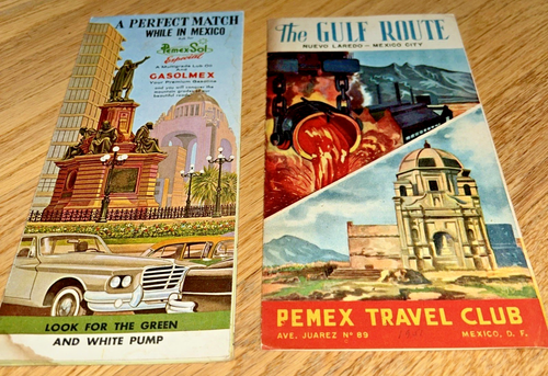 1961 HIGHWAYS IN MEXICO ROAD MAP / THE GULF ROUTE  - Pemex Travel Club - Picture 1 of 18