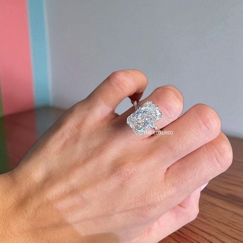 Engagement Ring Solid 950 Platinum 10.25 Carat IGI Lab Grown Radiant Cut Diamond - Picture 5 of 13