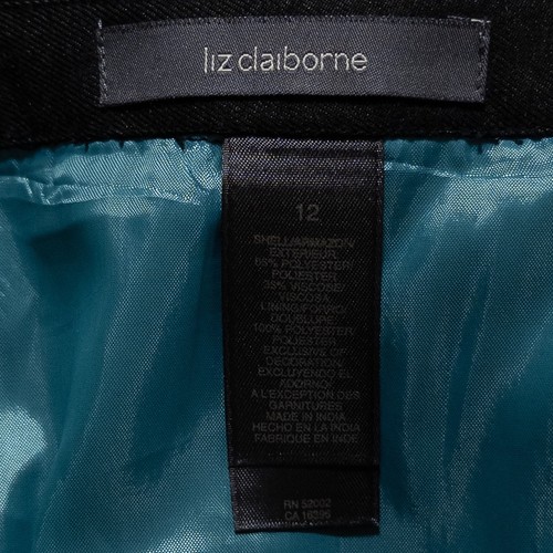 Liz Claiborne Skirt Womens 12 Charcoal Boho Folk Embroidered Floral Hem Pleated - Picture 8 of 9