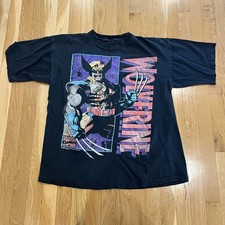 Vintage 1993 Marvel Comics Wolverine T Shirt Black 90s Superhero Grail Sz Large