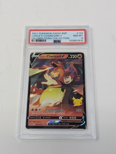 Lance's Charizard V 2021 Pokemon Black Star Promo #133 Celebrations PSA 8