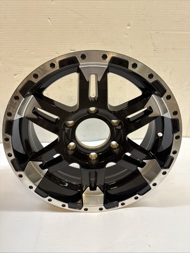 (QTY 1) SSWL Black Machined Trailer Wheel Rim 15x6 6Hx139.7, L55252R