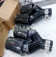 For Bmw Dual Exhaust Twin End Tip Tail Pipe 63mm In 101mm Out Carbon Fiber Style
